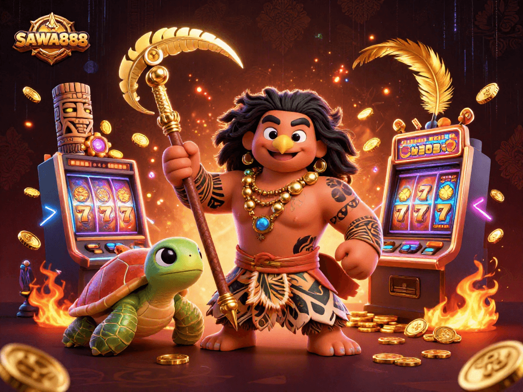 Engage with SAWA888 at the vibrant casino featuring Maui-inspired characters and thrilling slots.