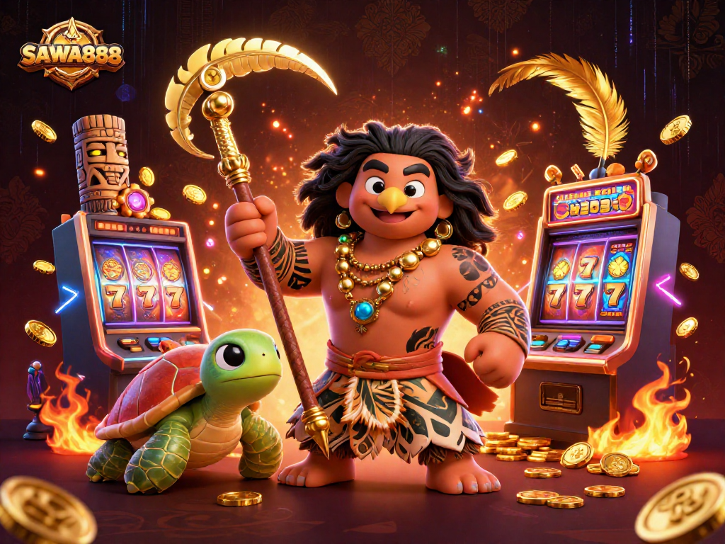 Engage with SAWA888 at the vibrant casino featuring Maui-inspired characters and thrilling slots.