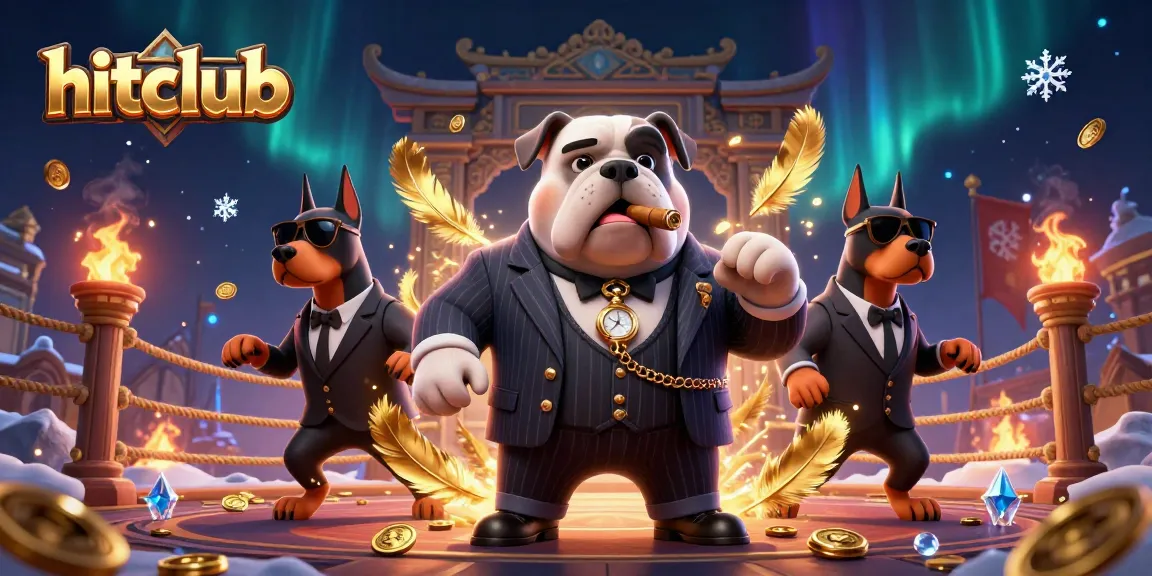 Experience thrilling action at hitclub with mafia dog and bodyguards in a vibrant online casino scene.