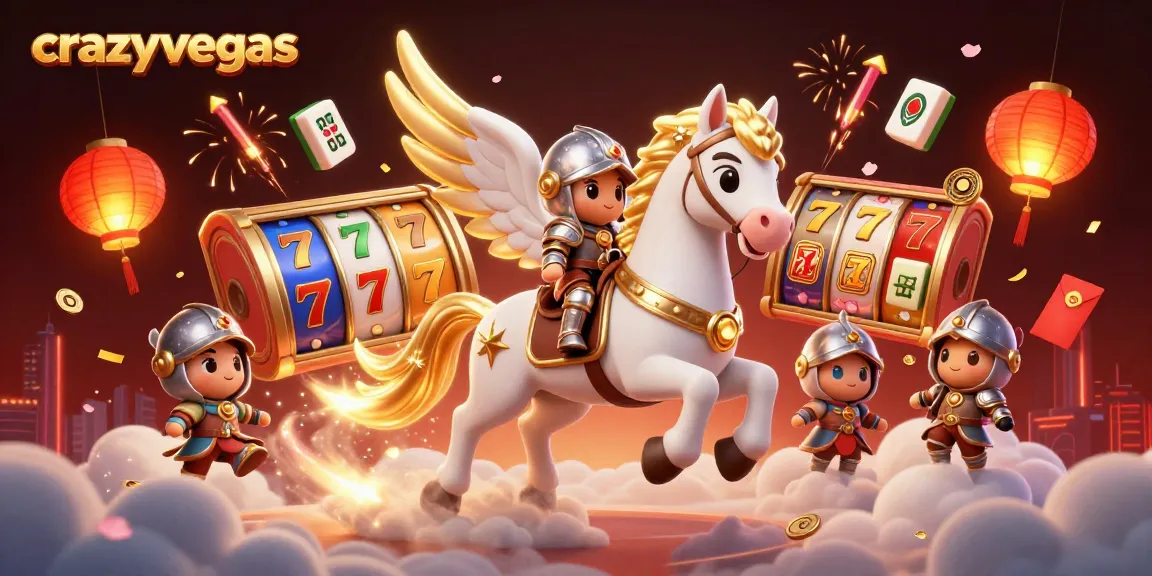 Experience thrilling gameplay with crazyvegas, featuring stunning slot reels and a celestial mount in action.