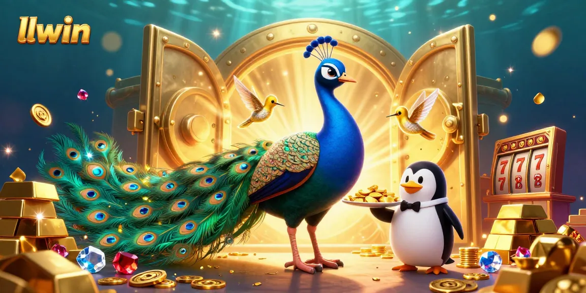 Engage with llwin at the ultimate online casino with a stunning 3D illustration of vibrant characters and treasures.