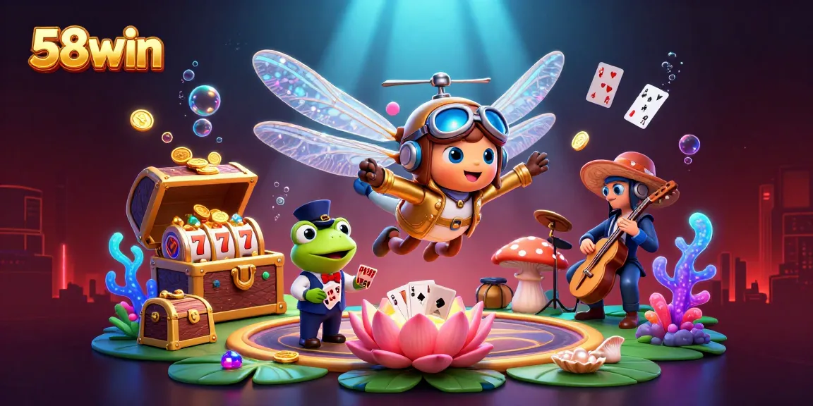 Experience the thrilling ambiance of 58win with a vibrant underwater casino scene featuring engaging characters.